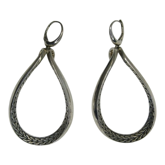 John Hardy 925 Sterling Silver Classic Chain Asli Leverback Drop Earrings 21g - Picture 1 of 9